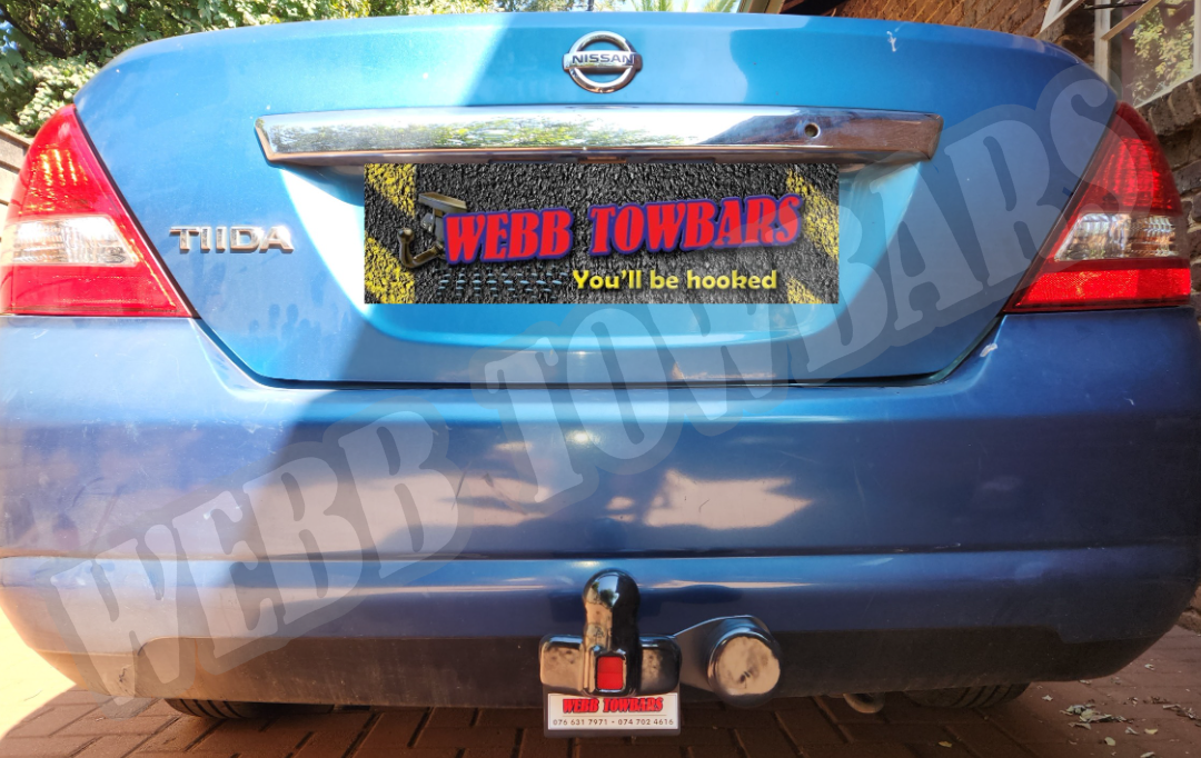 Nissan Tiida Sedan with Standard Towbar by Webb Towbars in Gauteng, South Africa