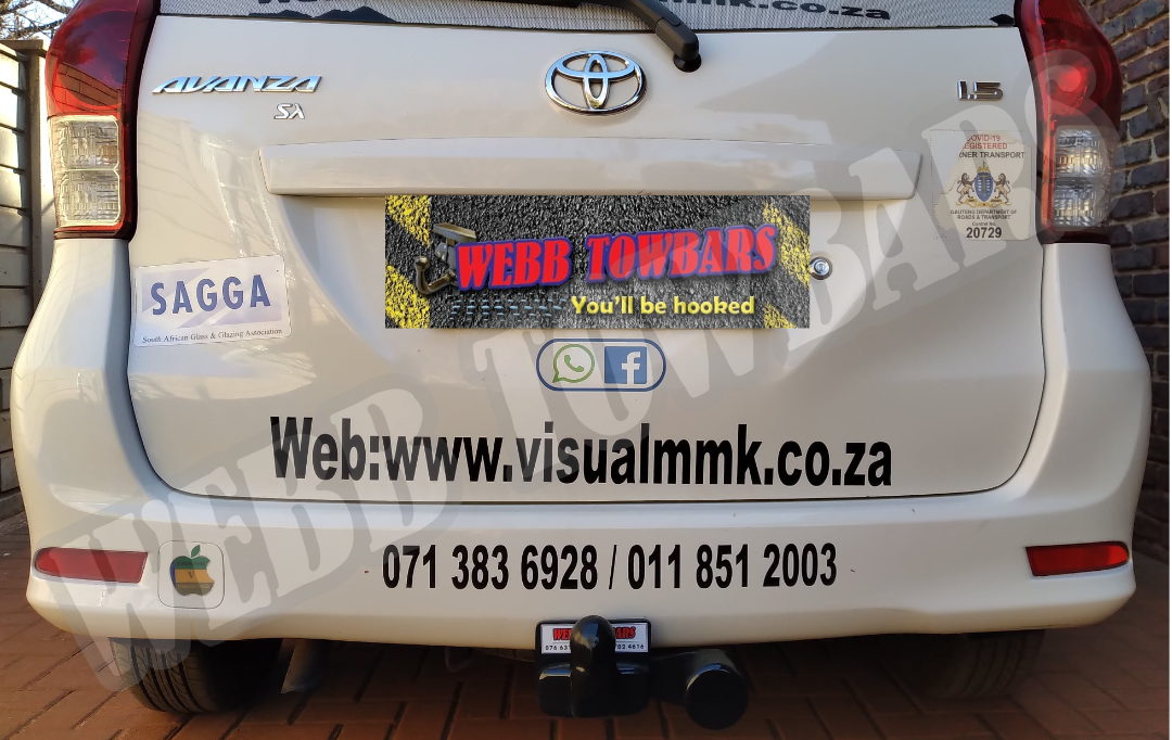 Toyota Avanza equipped with a Standard Towbar, expertly manufactured and fitted by Webb Towbars in Gauteng, South Africa for dependable towing performance.