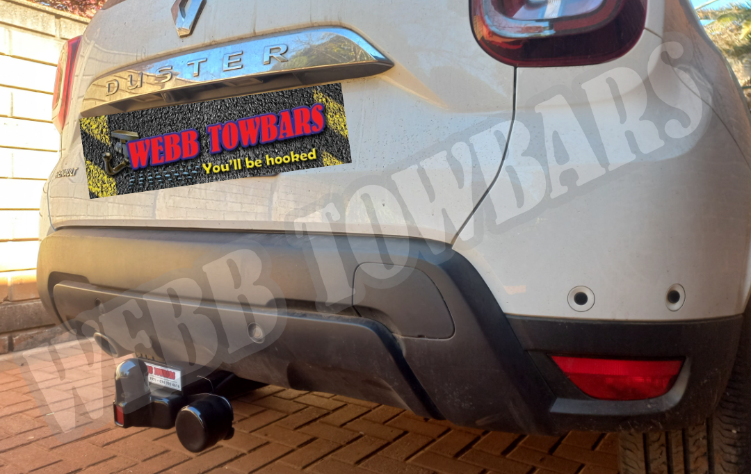 Renault Duster equipped with a robust standard towbar, expertly manufactured and installed by Webb Towbars in Gauteng, South Africa – dependable towing accessory.