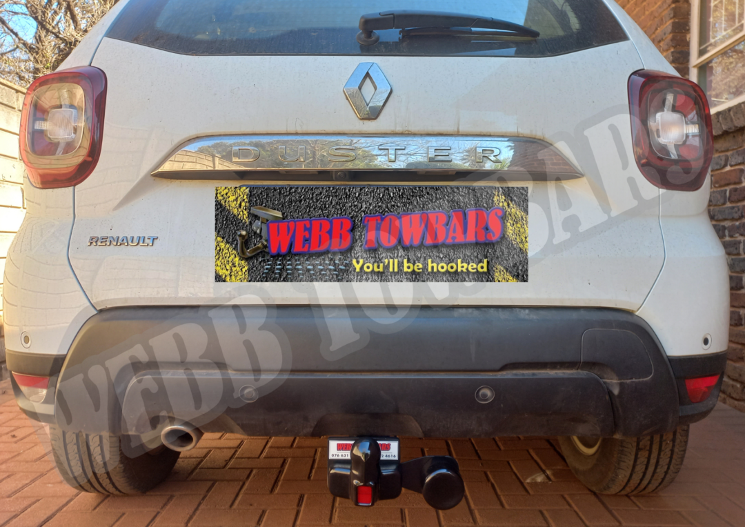 Renault Duster equipped with a robust standard towbar, expertly manufactured and installed by Webb Towbars in Gauteng, South Africa – dependable towing accessory.