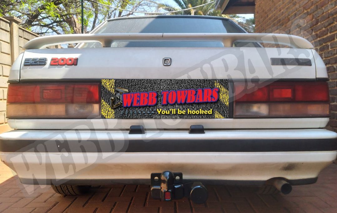 Mazda 323 Sedan with Standard Towbar by Webb Towbars in Gauteng, South Africa