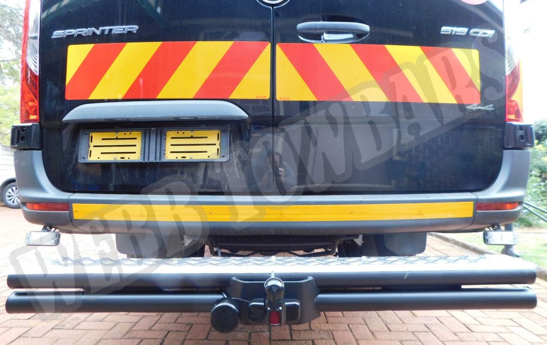 Mercedes Benz Sprinter featuring a Double Tube and Step Towbar, expertly manufactured and fitted by Webb Towbars in Gauteng, South Africa.