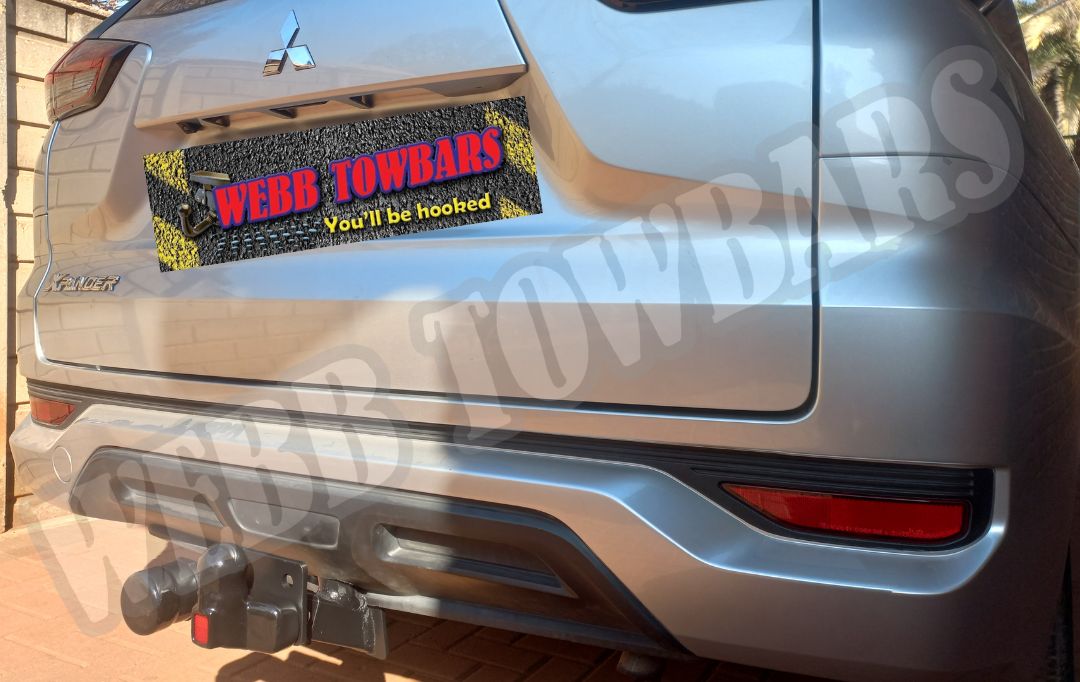 Mitsubishi Xpander with a Standard Towbar, expertly manufactured and fitted by Webb Towbars in Gauteng, South Africa for reliable towing performance.