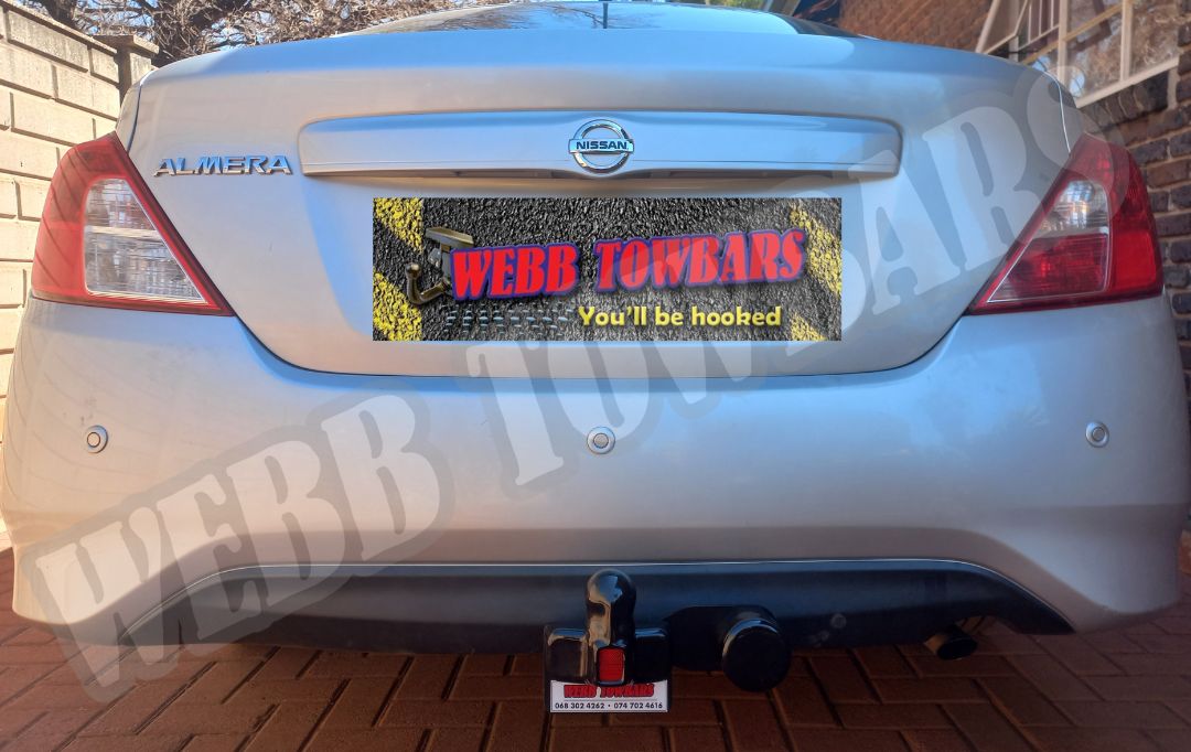 Nissan Almera featuring a Standard Towbar, expertly manufactured and fitted by Webb Towbars in Gauteng, South Africa for reliable towing performance.