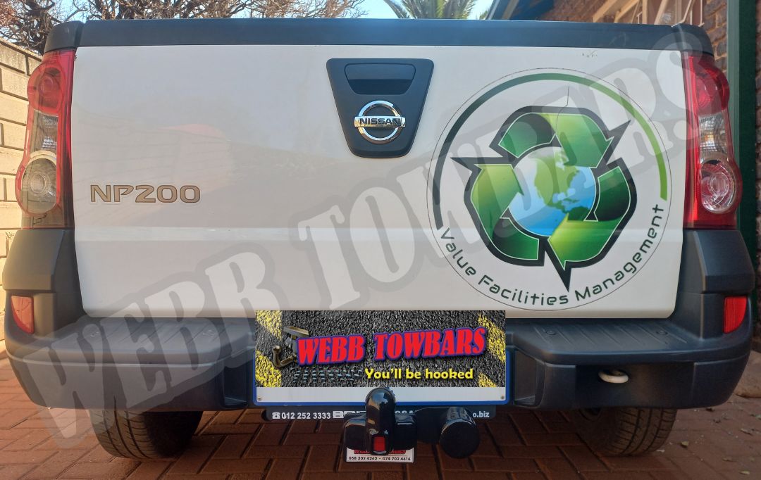 Nissan NP200 with a standard towbar, expertly manufactured and fitted by Webb Towbars in Gauteng, South Africa, ensuring durability and dependability for all your towing needs.