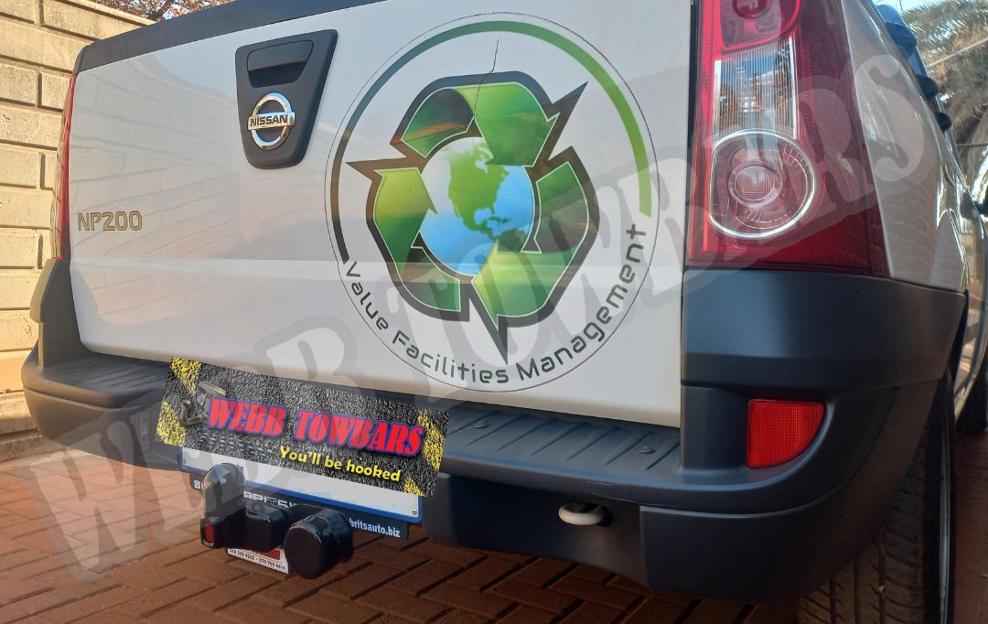 Nissan NP200 with a standard towbar, expertly manufactured and fitted by Webb Towbars in Gauteng, South Africa, ensuring durability and dependability for all your towing needs.