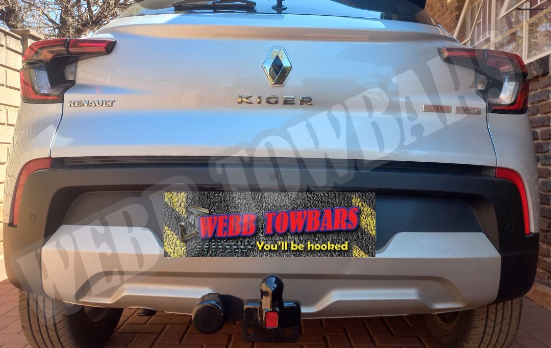 Renault Kiger equipped with a standard towbar, expertly manufactured and fitted by Webb Towbars in Gauteng, South Africa for reliable towing performance.