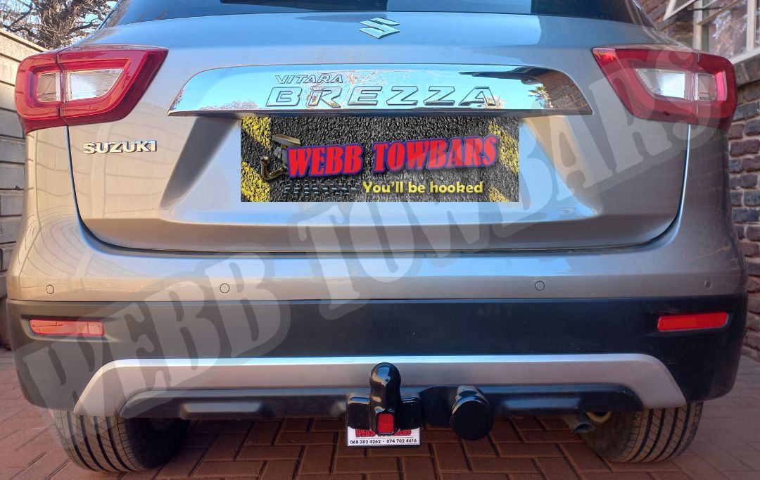 Suzuki Vitara Brezza with a standard towbar, expertly manufactured and fitted by Webb Towbars in Gauteng, South Africa for dependable towing capability.