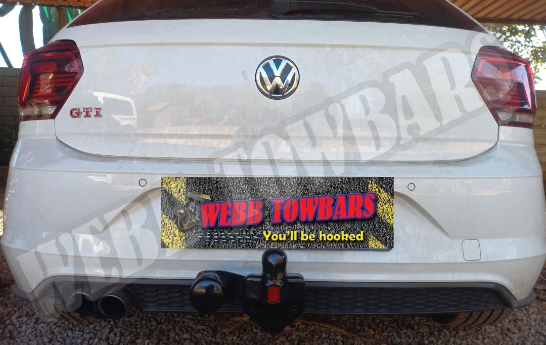 Volkswagen Polo GTI with standard towbar, expertly manufactured and installed by Webb Towbars in Gauteng, South Africa for dependable towing solutions.