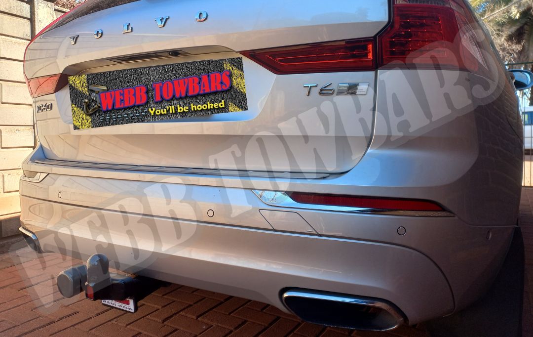 Volvo XC60 with standard towbar, professionally manufactured and fitted by Webb Towbars in Gauteng, South Africa for reliable towing solutions.