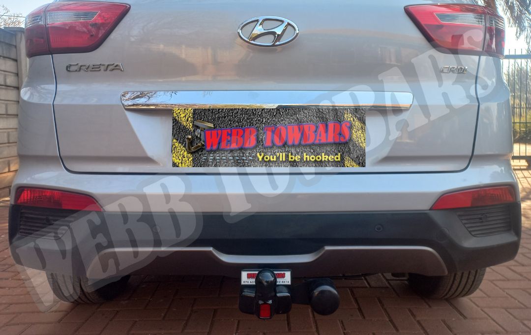 Hyundai Creta standard towbar, expertly manufactured and fitted by Webb Towbars in Gauteng, South Africa for secure towing.