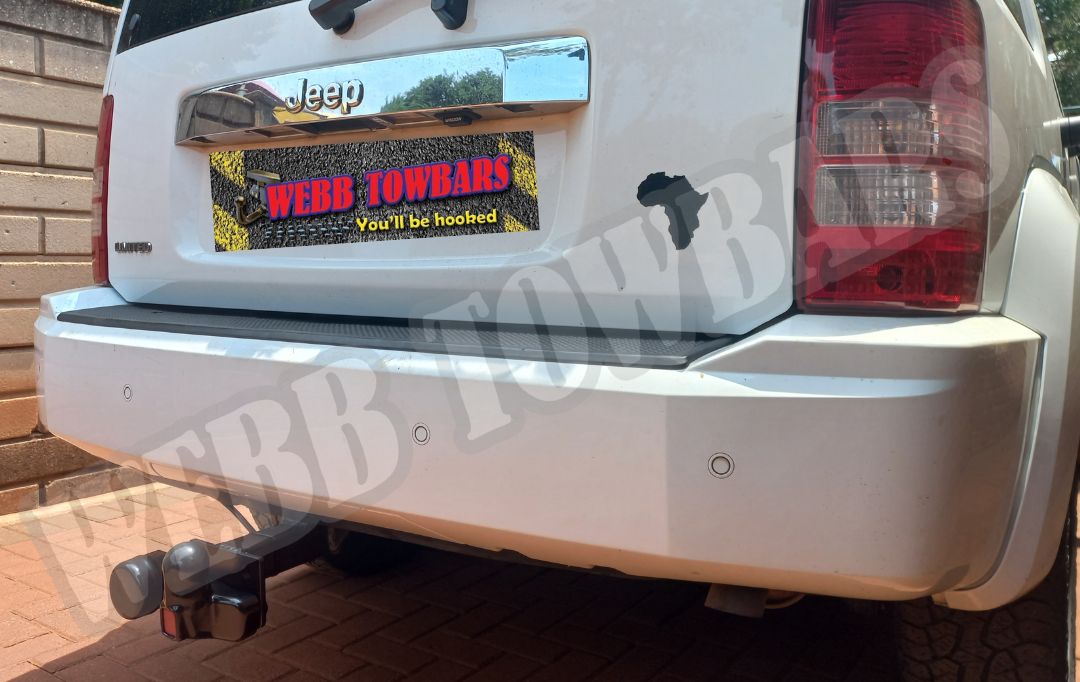 Jeep Limited fitted with a standard towbar, expertly manufactured and installed by Webb Towbars in Gauteng, South Africa, providing reliable towing performance.