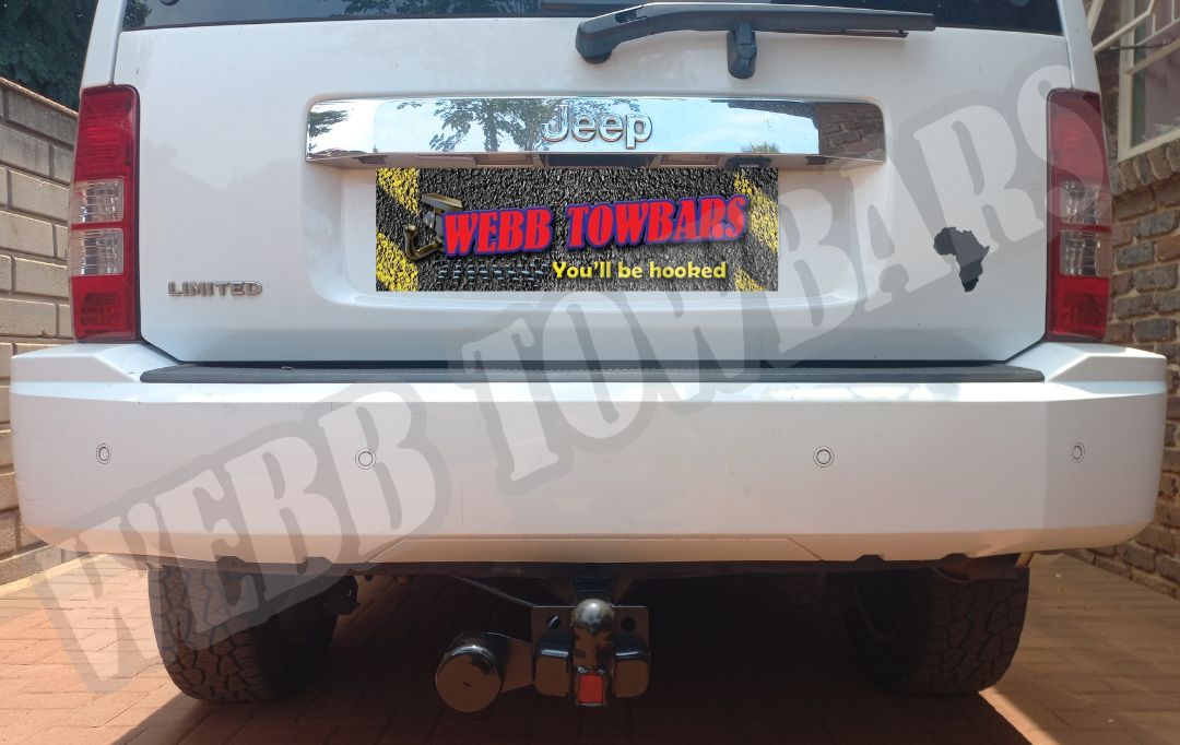 Jeep Limited fitted with a standard towbar, expertly manufactured and installed by Webb Towbars in Gauteng, South Africa, providing reliable towing performance.