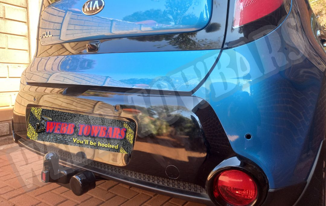 Kia Soul standard towbar, expertly manufactured and fitted by Webb Towbars in Gauteng, South Africa, ensuring reliable towing performance and compatibility.