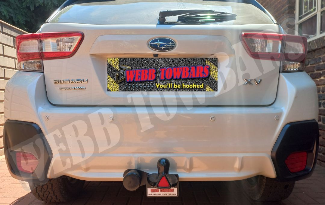 Subaru XV equipped with a standard towbar, expertly manufactured and fitted by Webb Towbars in Gauteng, South Africa, for dependable towing solutions.