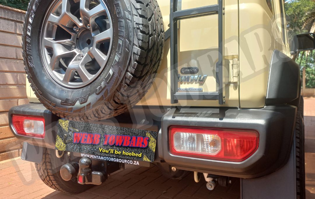 Suzuki Jimny standard towbar, expertly manufactured and fitted by Webb Towbars in Gauteng, South Africa for reliable towing capability.