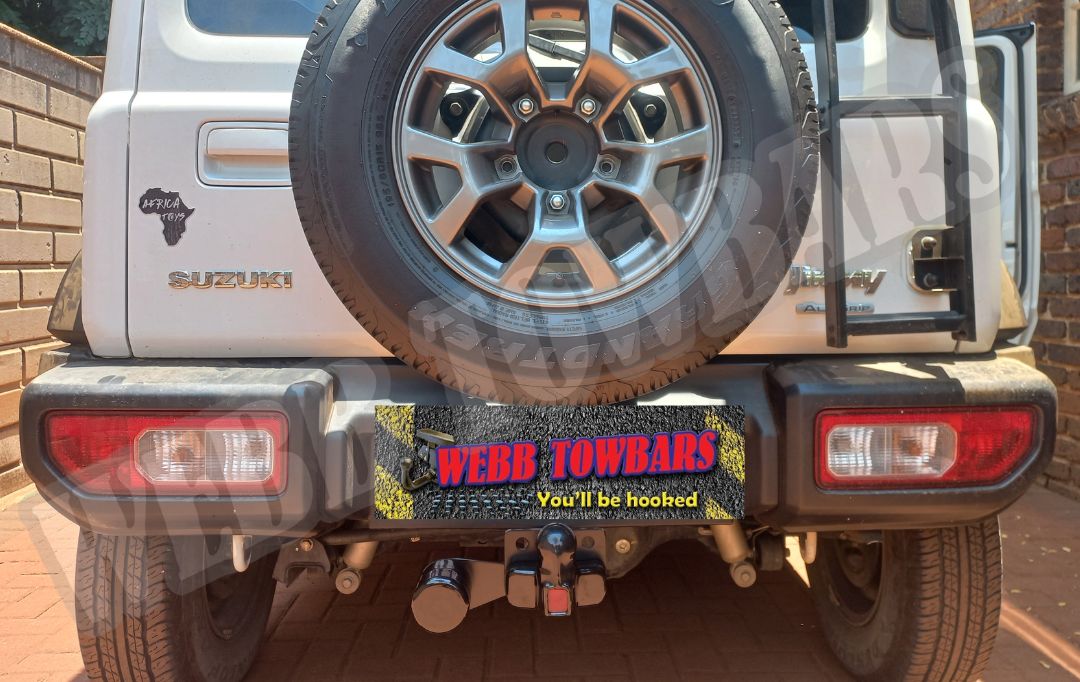 Suzuki Jimny standard towbar, custom manufactured and fitted by Webb Towbars in Gauteng, South Africa for dependable towing support.