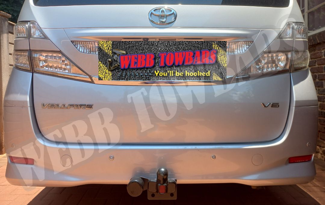 Toyota Vellfire standard towbar, expertly manufactured and fitted by Webb Towbars in Gauteng, South Africa, ensuring durability and reliability for all towing needs.