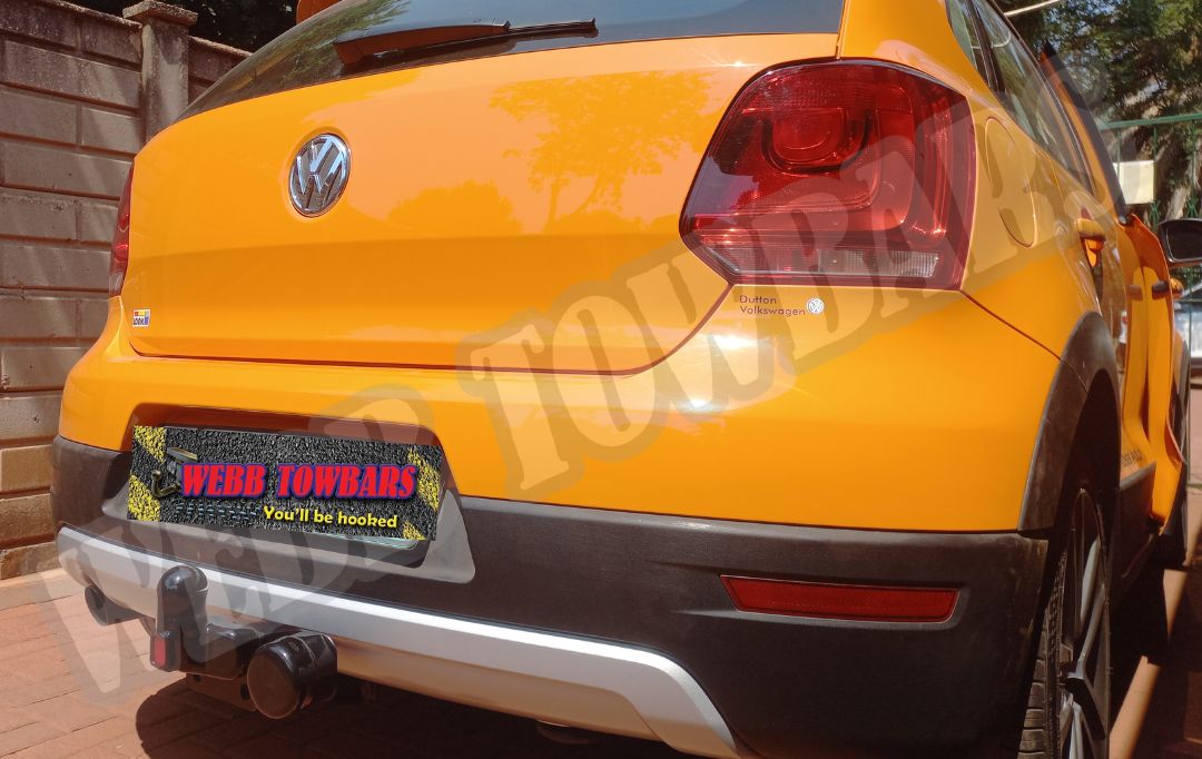 Volkswagen Polo Cross fitted with a standard towbar, expertly manufactured and installed by Webb Towbars in Gauteng, South Africa for reliable towing capability.