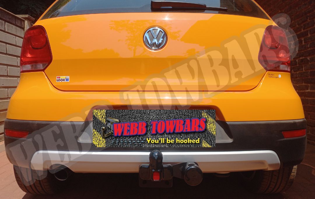 Volkswagen Polo Cross fitted with a standard towbar, expertly manufactured and installed by Webb Towbars in Gauteng, South Africa for reliable towing capability.