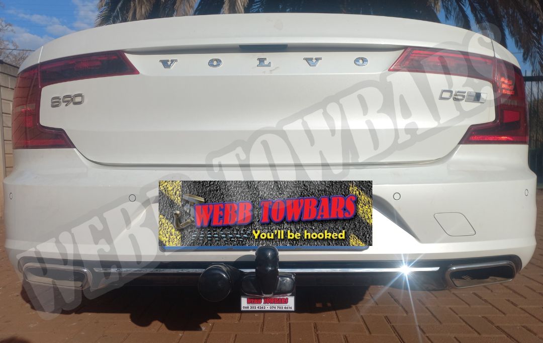 Volvo S90 with standard towbar, professionally manufactured and fitted by Webb Towbars in Gauteng, South Africa for reliable towing solutions.