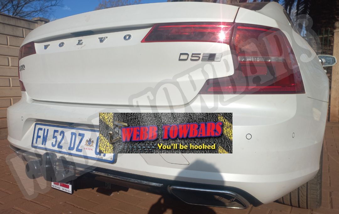 Volvo S90 with standard towbar, professionally manufactured and fitted by Webb Towbars in Gauteng, South Africa for reliable towing solutions.