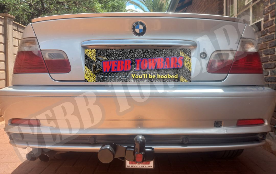 BMW 3 Series (E46) standard towbar, manufactured and fitted by Webb Towbars in Gauteng, South Africa, for reliable towing performance and durability.