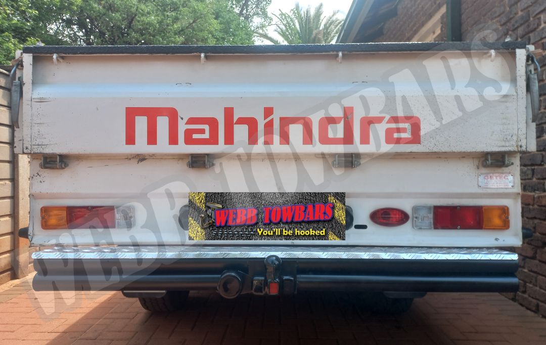 Mahindra Scorpio Pik Up MHawk with a double tube and step towbar, professionally manufactured and fitted by Webb Towbars in Gauteng, South Africa for robust towing needs.