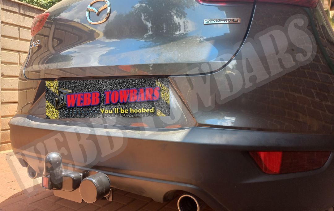 Mazda CX-3 equipped with a standard towbar, expertly manufactured and fitted by Webb Towbars in Gauteng, South Africa for reliable towing solutions.