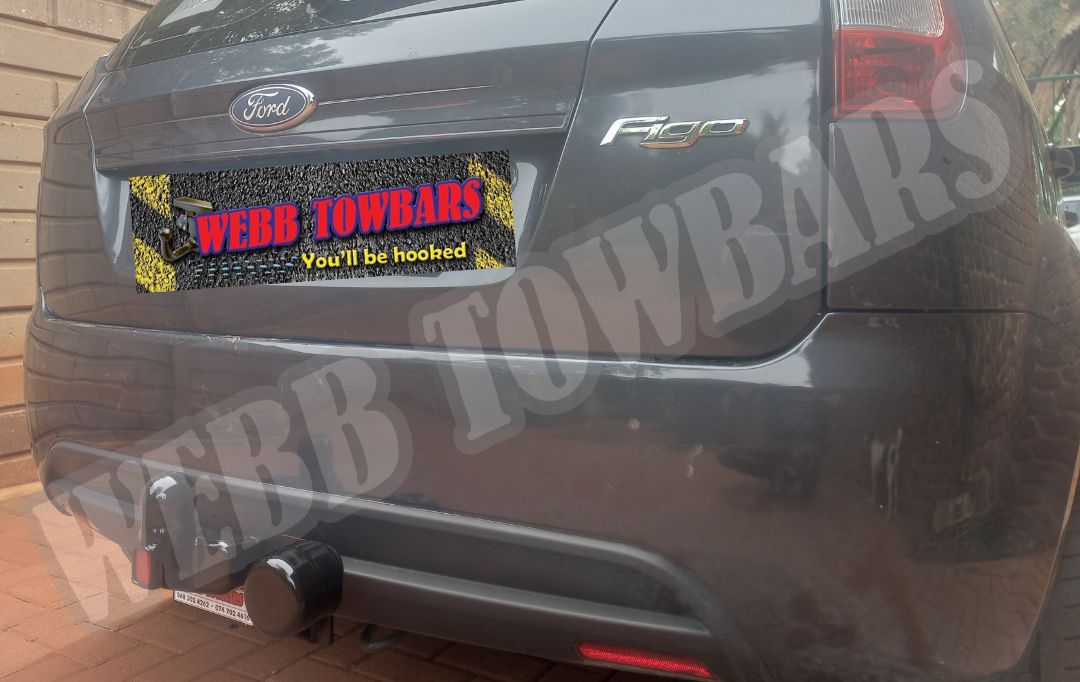 Standard towbar for Ford Figo Hatchback, custom-designed and professionally fitted by Webb Towbars in Gauteng, South Africa for optimal towing capability.