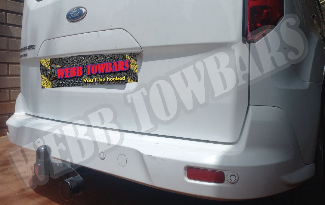 Ford Tourneo Connect equipped with a standard towbar, manufactured and installed by Webb Towbars in Gauteng, South Africa for reliable towing solutions.