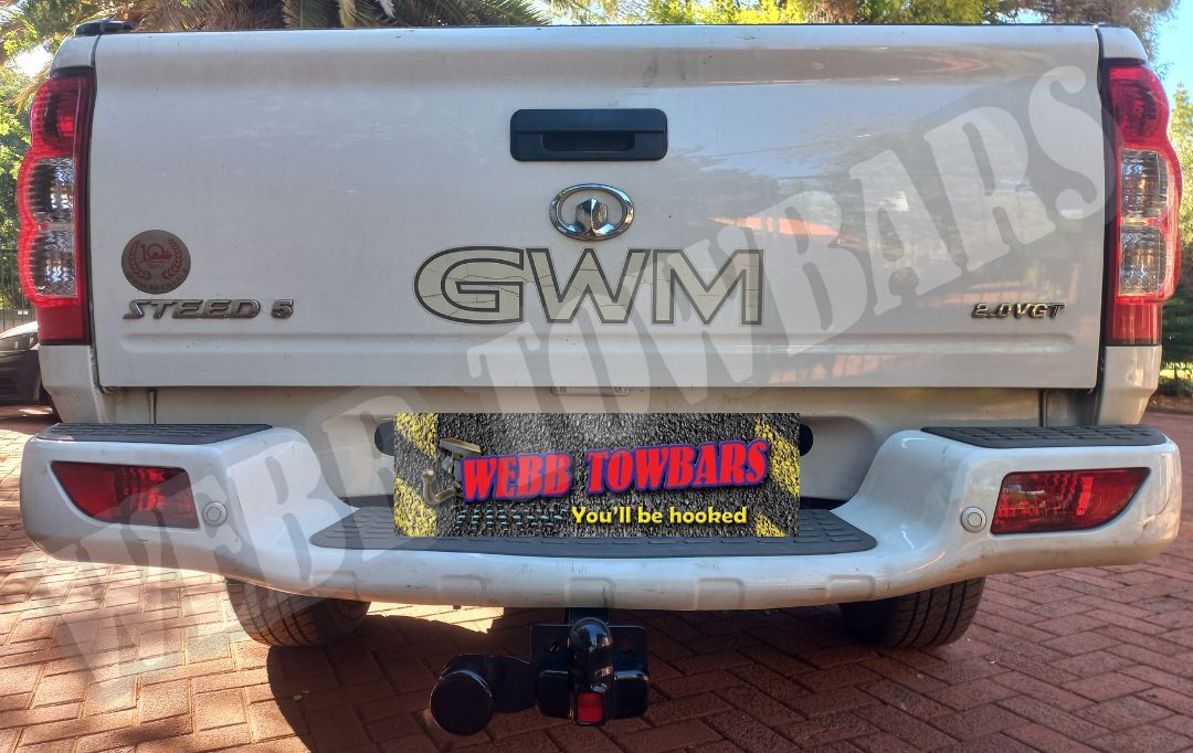 GWM Steed 5 equipped with a durable standard towbar, professionally manufactured and installed by Webb Towbars in Gauteng, South Africa for reliable towing solutions.