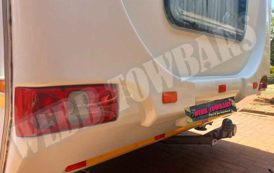 Gypsey Regal Caravan with a standard towbar, manufactured and fitted by Webb Towbars in Gauteng, South Africa for secure and efficient towing.