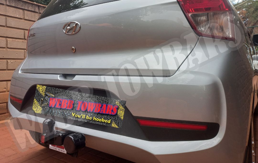 Hyundai Atos fitted with a high-quality standard towbar, expertly manufactured and installed by Webb Towbars in Gauteng, South Africa for enhanced towing capability.