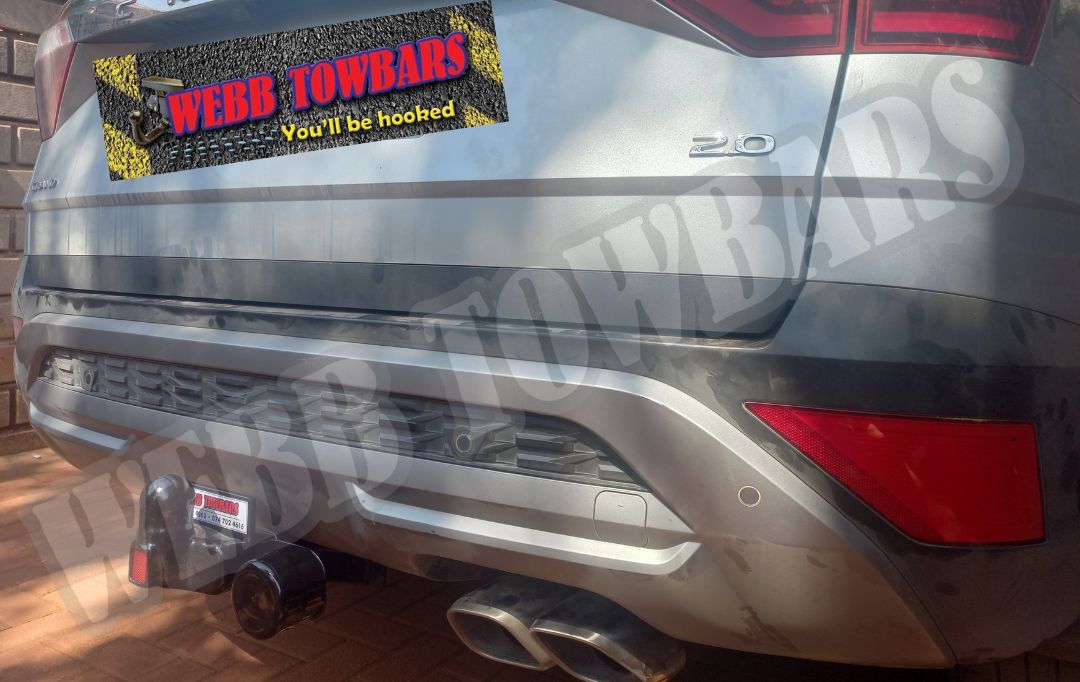 Hyundai Creta Grand equipped with a standard towbar, expertly manufactured and fitted by Webb Towbars in Gauteng, South Africa for reliable towing solutions.