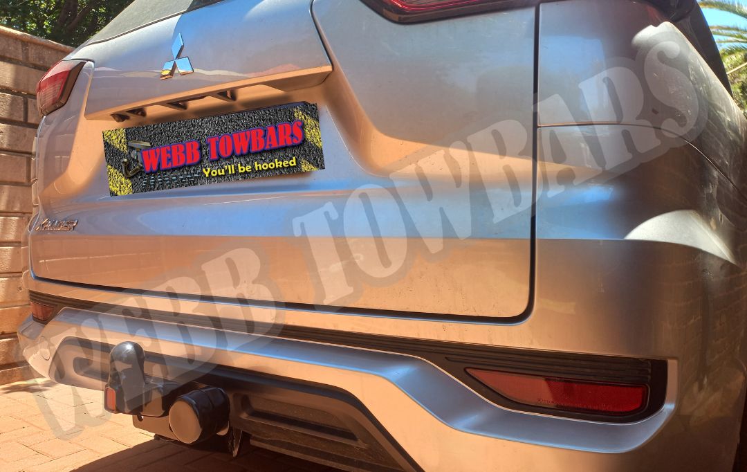 Mitsubishi Xpander equipped with a reliable standard towbar, professionally manufactured and installed by Webb Towbars in Gauteng, South Africa for superior towing capability.