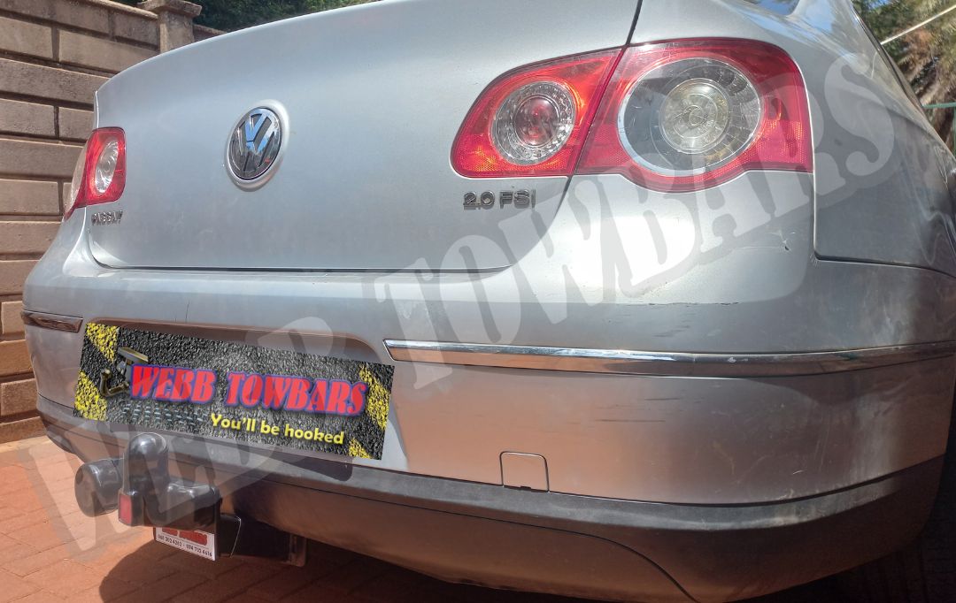 Volkswagen Passat equipped with a reliable standard towbar, expertly manufactured and installed by Webb Towbars in Gauteng, South Africa, ensuring top-quality towing performance.