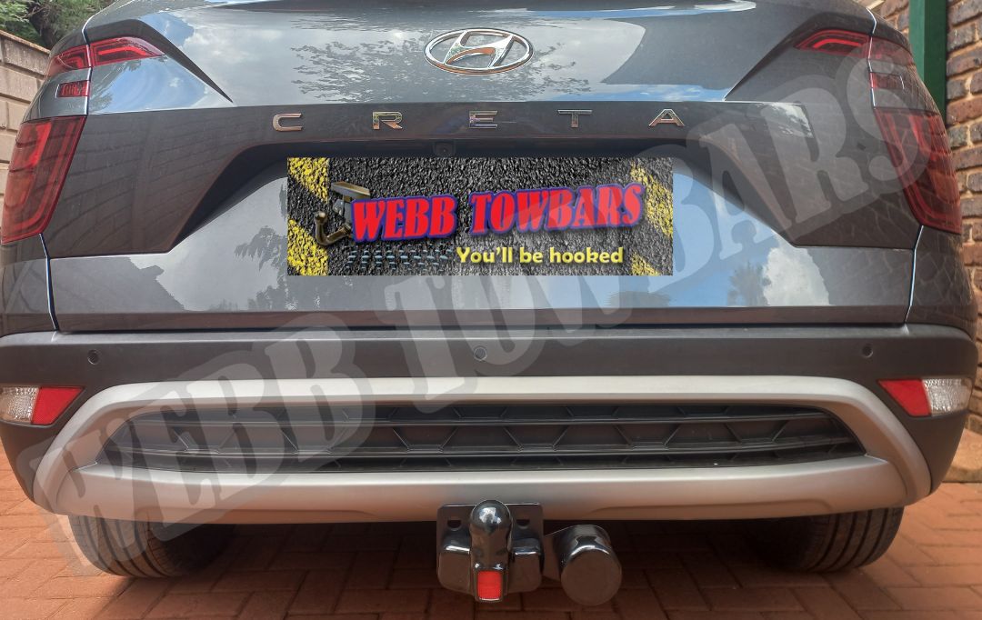 Hyundai Creta equipped with a premium standard towbar, expertly manufactured and installed by Webb Towbars in Gauteng, South Africa, for dependable towing performance