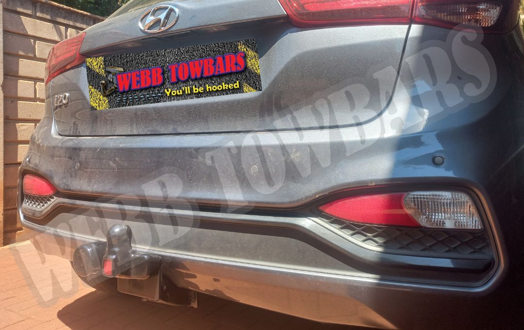 Hyundai i20 standard towbar professionally manufactured and fitted by Webb Towbars in Gauteng, South Africa for reliable towing solutions