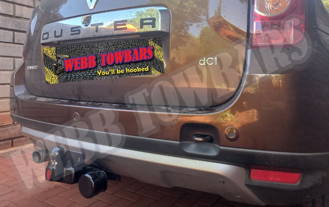 Renault Duster equipped with a robust standard towbar, expertly manufactured and installed by Webb Towbars in Gauteng, South Africa – dependable towing accessory.