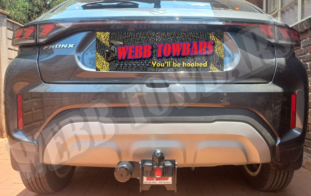 Suzuki Fronx fitted with Standard Towbar and Bicycle Rack Bracket, expertly manufactured and installed by Webb Towbars in Gauteng, South Africa – ideal for versatile towing and bike transport.