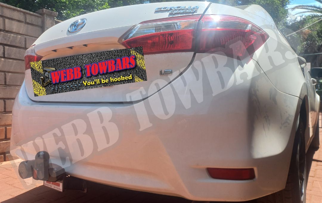 Toyota Corolla Quest standard towbar professionally manufactured and fitted by Webb Towbars in Gauteng, South Africa for reliable towing solutions