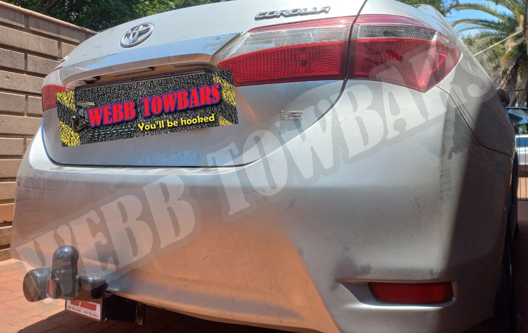 Toyota Corolla standard towbar expertly manufactured and installed by Webb Towbars in Gauteng, South Africa, ensuring durable and secure towing solutions