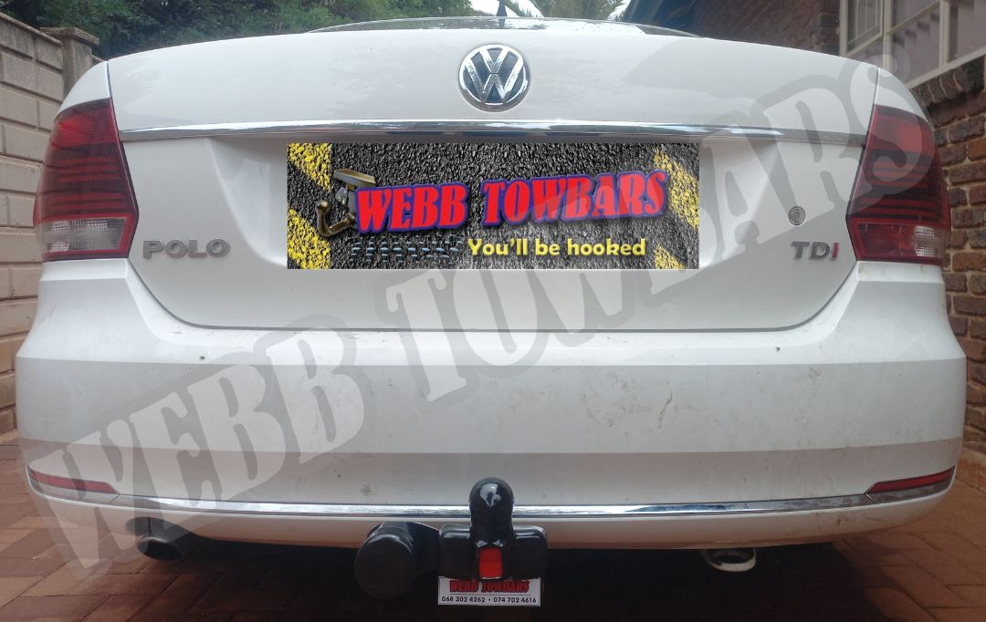 Volkswagen Polo Sedan standard towbar professionally manufactured and fitted by Webb Towbars in Gauteng, South Africa for reliable towing performance