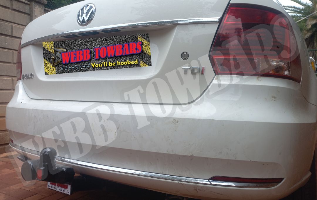 Volkswagen Polo Sedan standard towbar professionally manufactured and fitted by Webb Towbars in Gauteng, South Africa for reliable towing performance