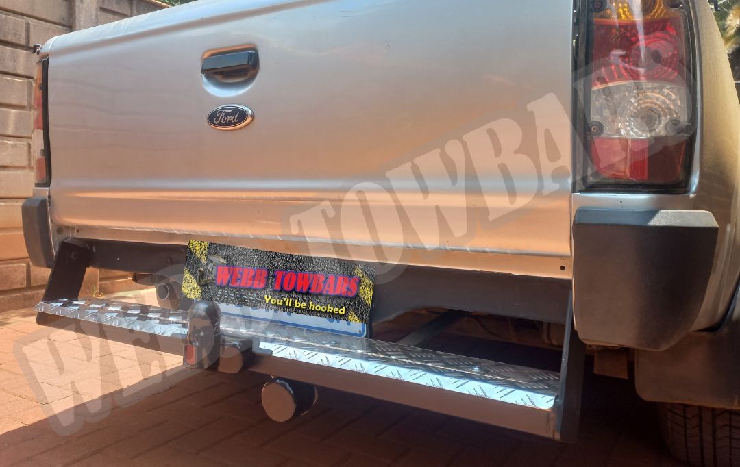Ford Bantam Straight Pipe with Step Towbar expertly manufactured and fitted by Webb Towbars in Gauteng, South Africa – durable and reliable towing solution.
