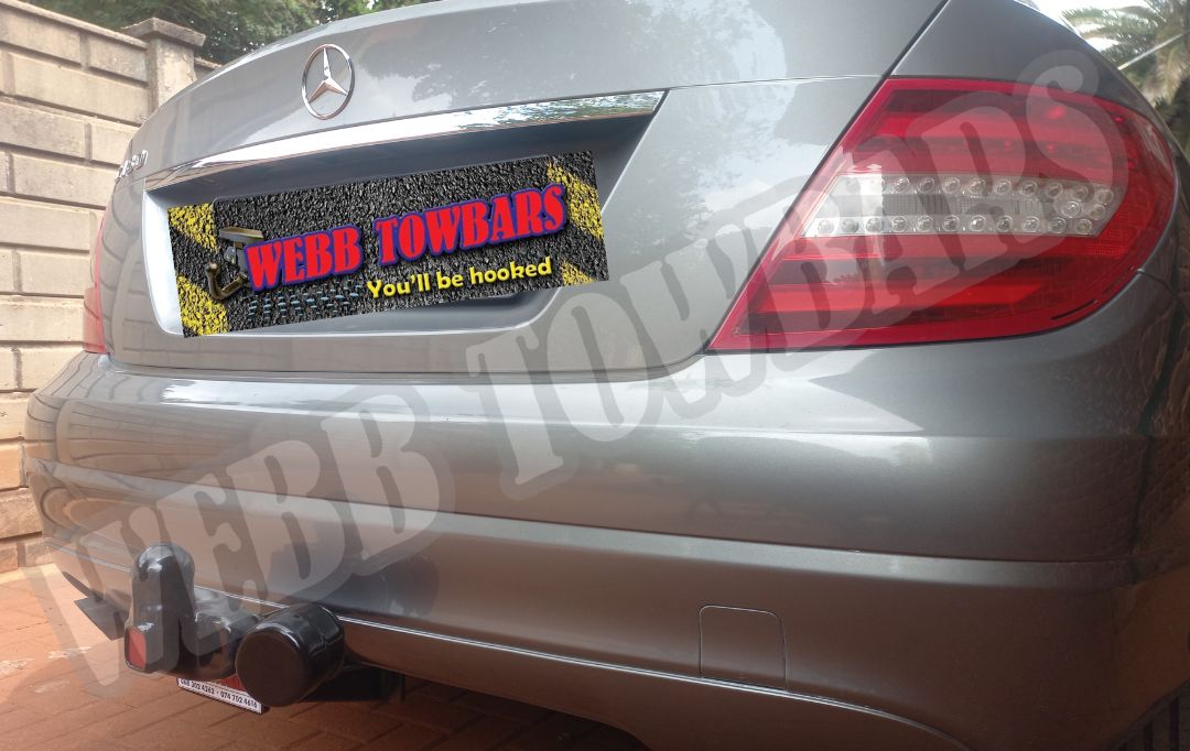 Mercedes Benz C180 W204 fitted with custom standard towbar by Webb Towbars in Gauteng, South Africa – durable towing solution