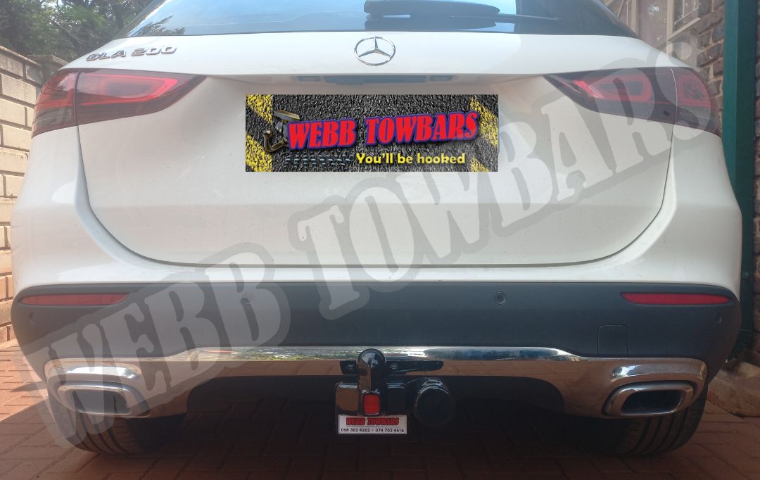 Mercedes Benz GLA200 fitted with a standard towbar by Webb Towbars in Gauteng, South Africa – expert local manufacturing and installation