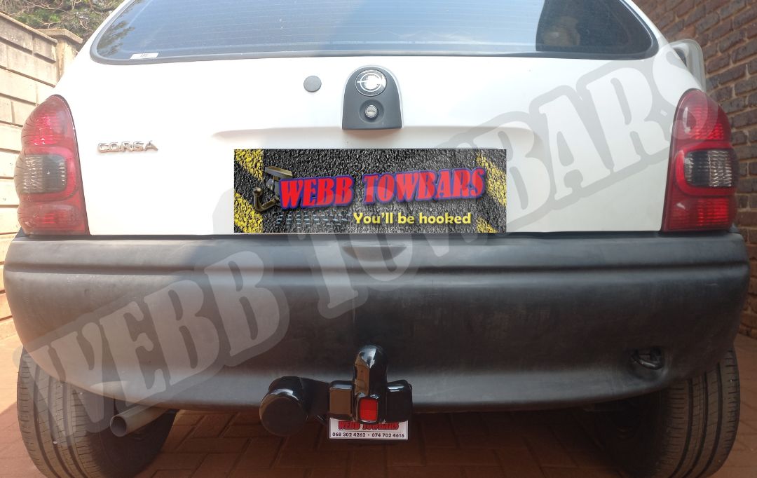 Opel Corsa Lite Standard Towbar, expertly manufactured and fitted by Webb Towbars in Gauteng, South Africa for reliable and secure towing.