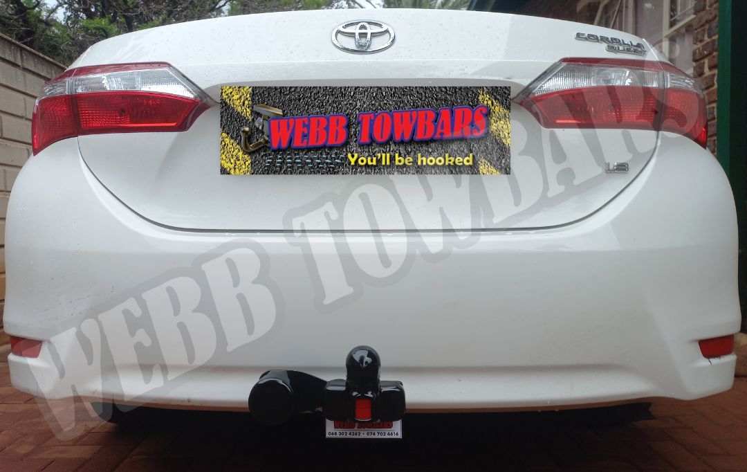 Toyota Corolla Quest Standard Towbar, expertly manufactured and installed by Webb Towbars in Gauteng, South Africa for reliable towing performance.